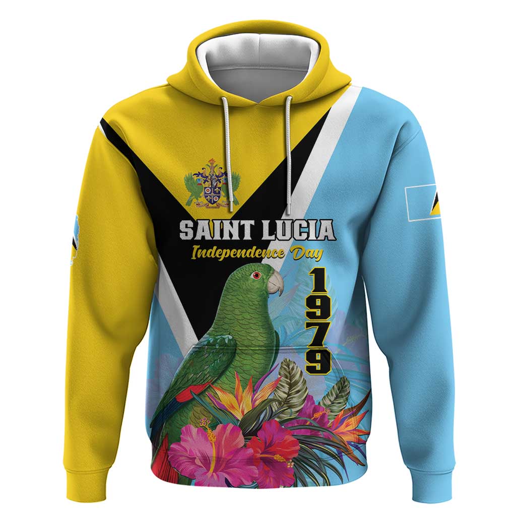 Personalized Saint Lucia Independence Day Hoodie Tropical Amazona Versicolor LT01