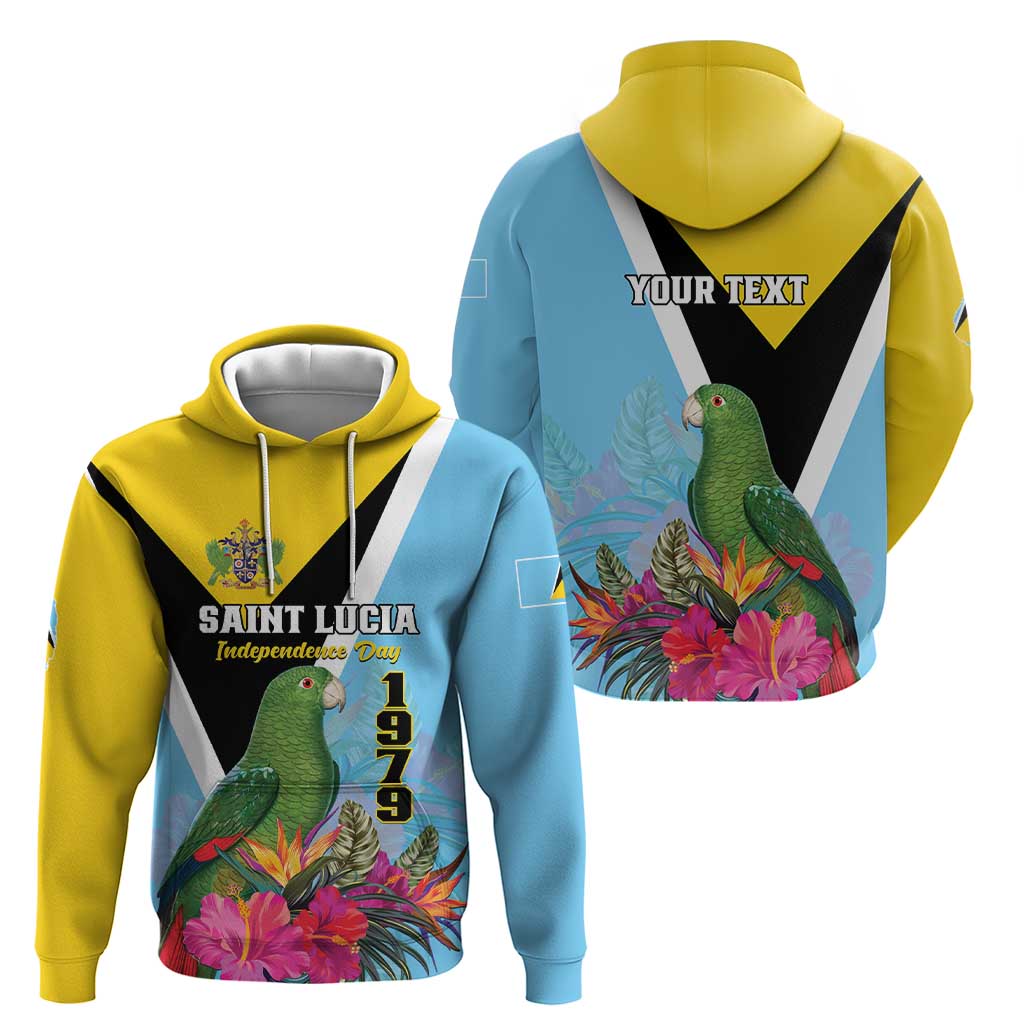 Personalized Saint Lucia Independence Day Hoodie Tropical Amazona Versicolor LT01