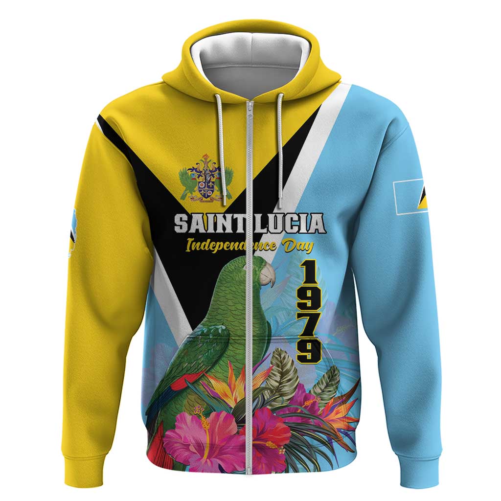 Personalized Saint Lucia Independence Day Hoodie Tropical Amazona Versicolor LT01