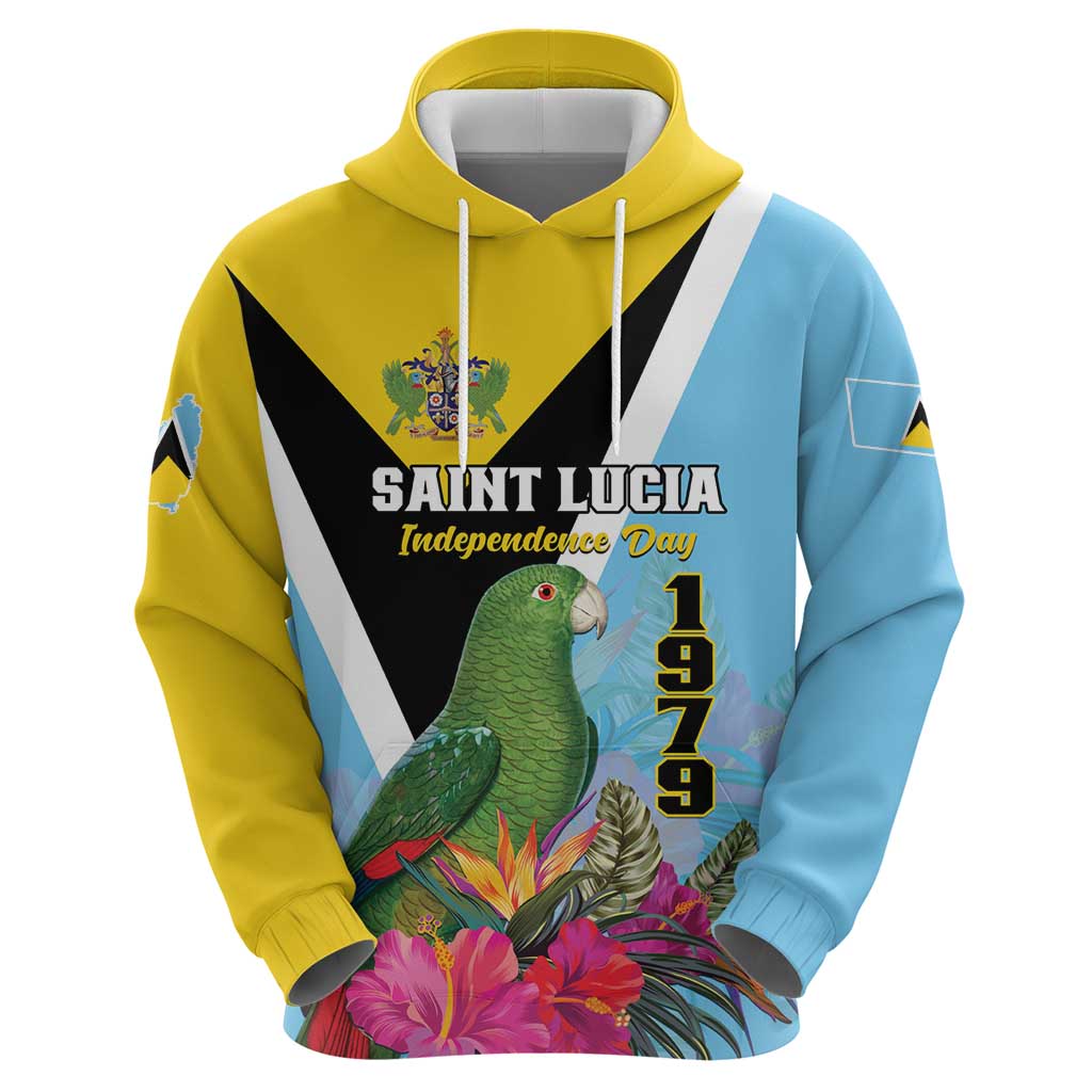 Personalized Saint Lucia Independence Day Hoodie Tropical Amazona Versicolor LT01