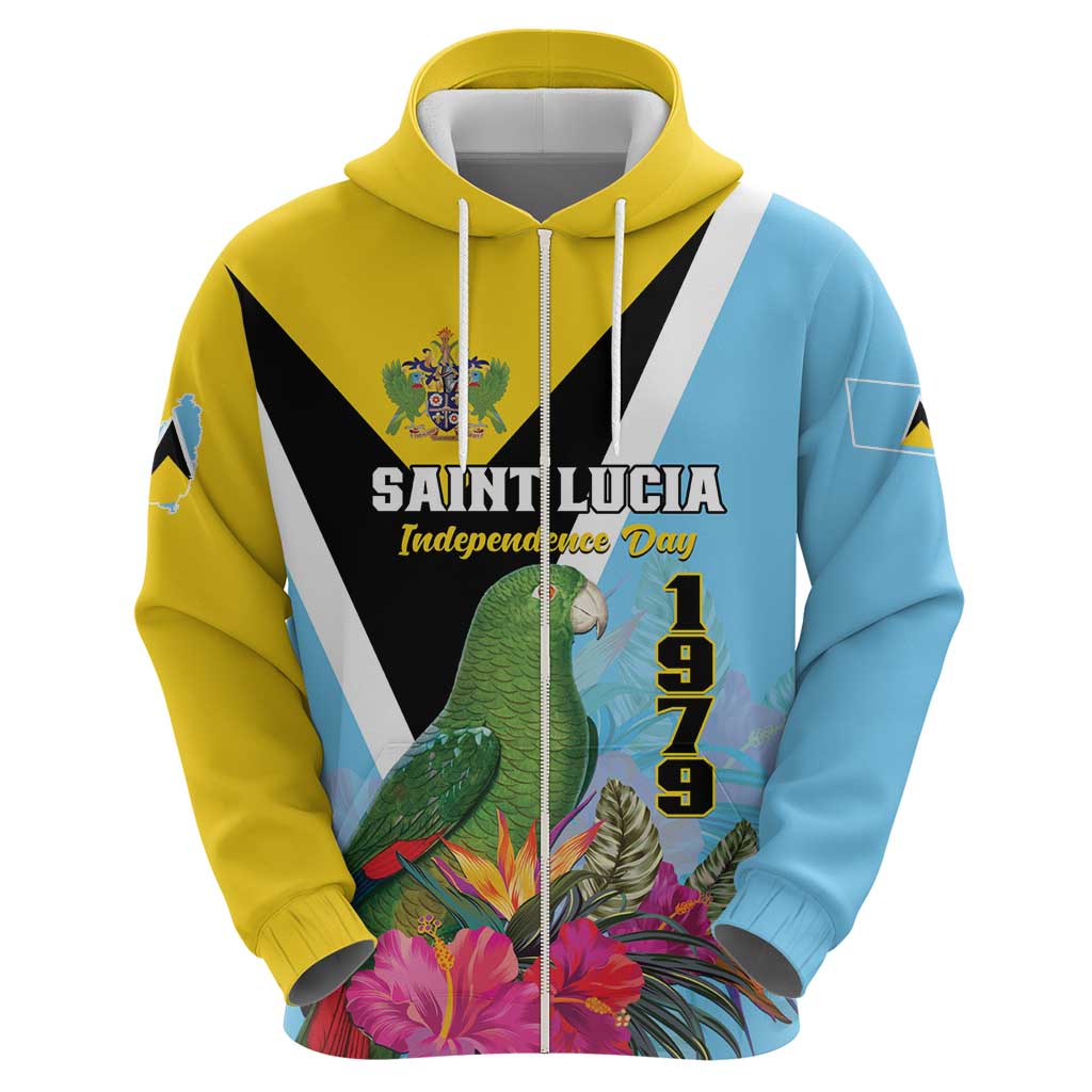 Personalized Saint Lucia Independence Day Hoodie Tropical Amazona Versicolor LT01