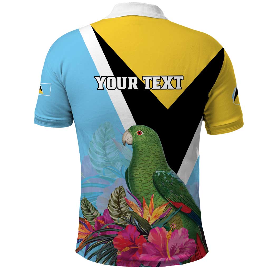 Personalized Saint Lucia Independence Day Polo Shirt Tropical Amazona Versicolor LT01