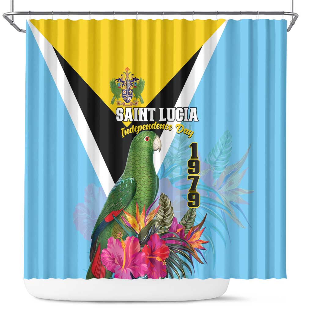 Saint Lucia Independence Day Shower Curtain Tropical Amazona Versicolor LT01