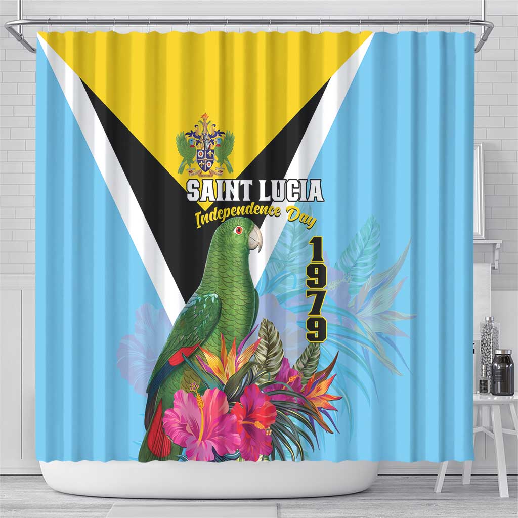 Saint Lucia Independence Day Shower Curtain Tropical Amazona Versicolor LT01