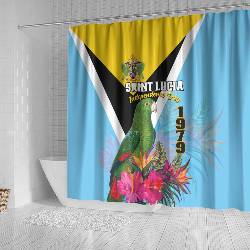 Saint Lucia Independence Day Shower Curtain Tropical Amazona Versicolor LT01