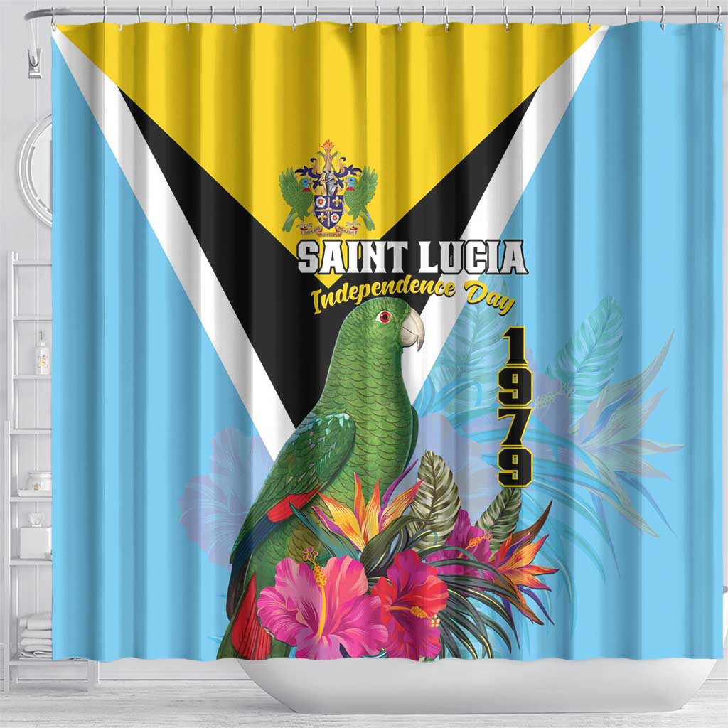Saint Lucia Independence Day Shower Curtain Tropical Amazona Versicolor LT01