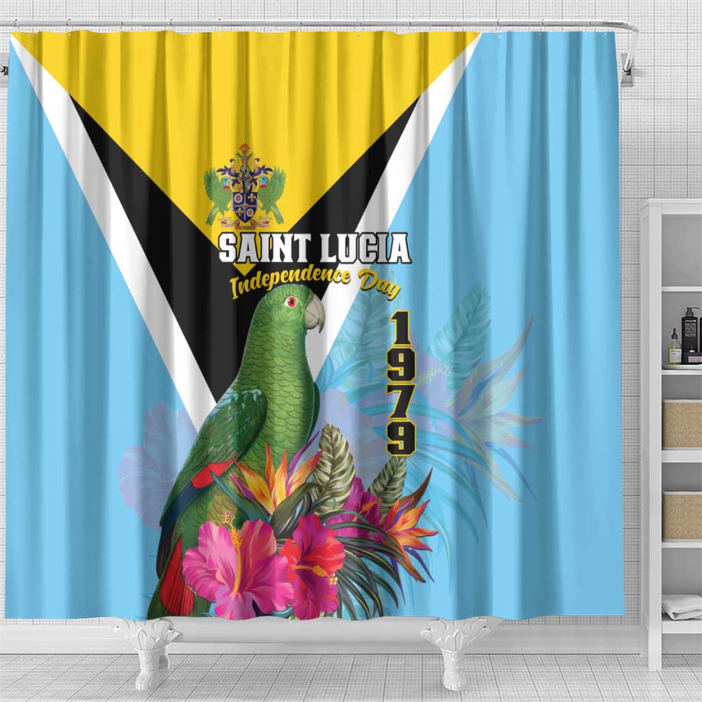 Saint Lucia Independence Day Shower Curtain Tropical Amazona Versicolor LT01