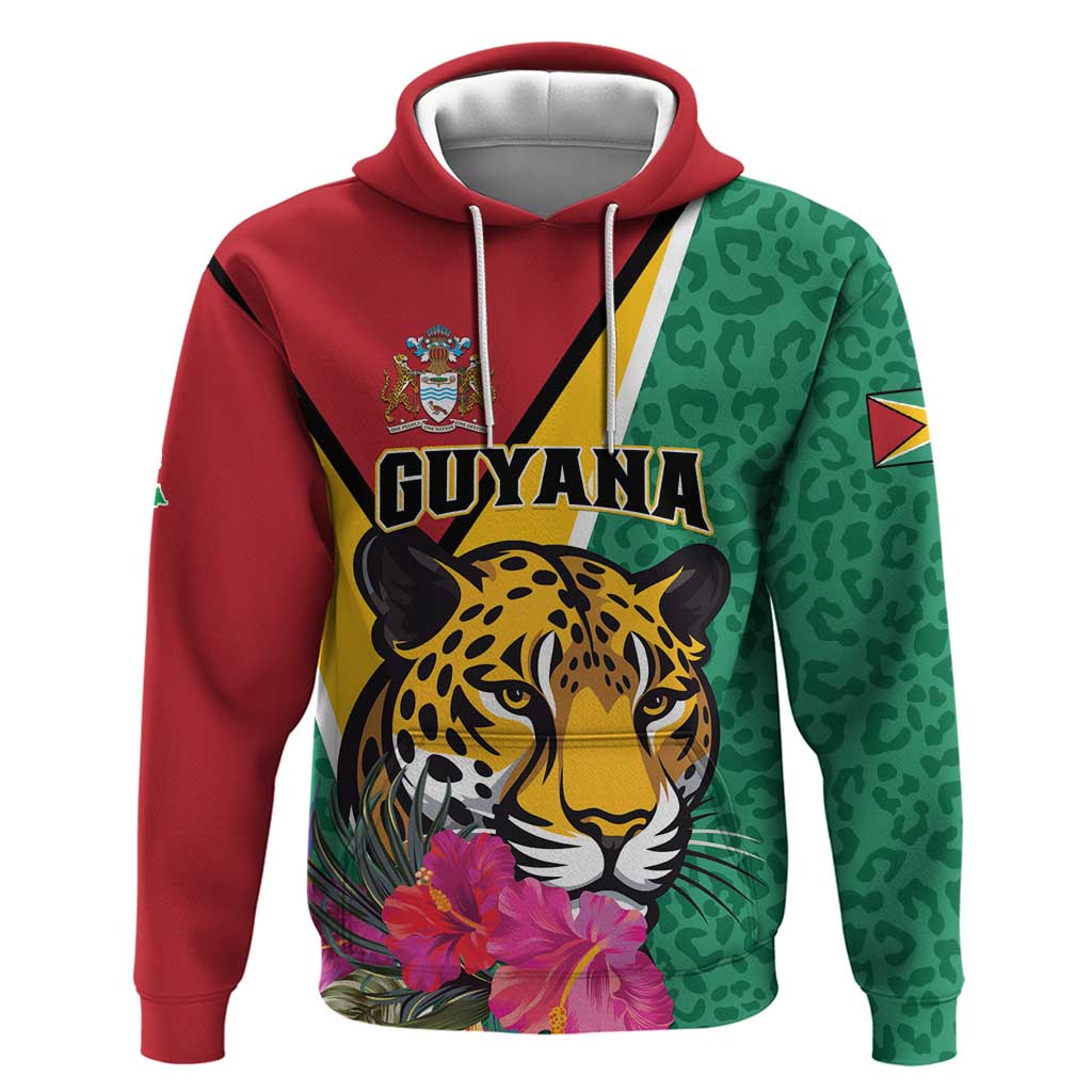 Personalized Guyana Hoodie Jaguar Tropical Flowers LT01