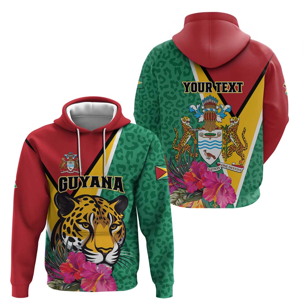 Personalized Guyana Hoodie Jaguar Tropical Flowers LT01