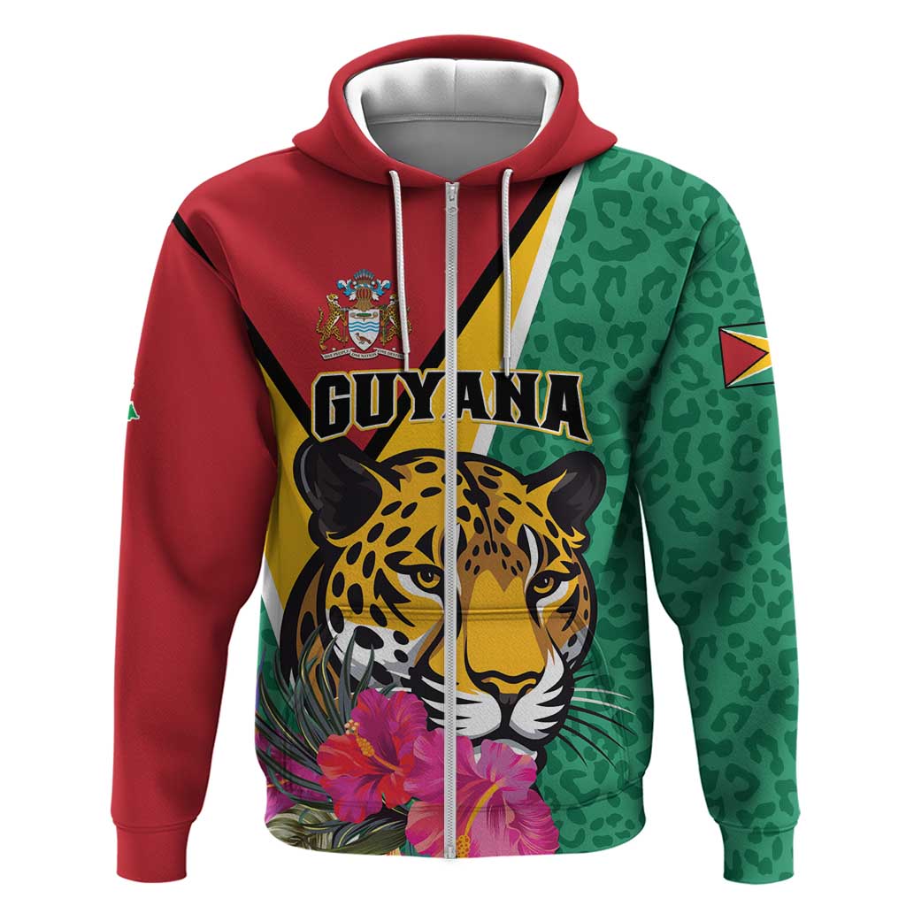 Personalized Guyana Hoodie Jaguar Tropical Flowers LT01