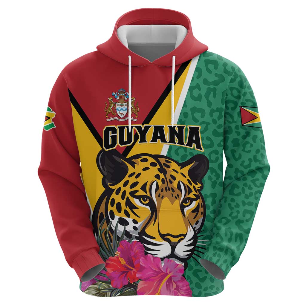 Personalized Guyana Hoodie Jaguar Tropical Flowers LT01