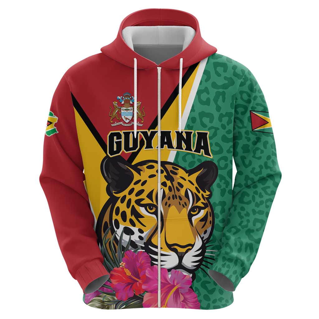 Personalized Guyana Hoodie Jaguar Tropical Flowers LT01