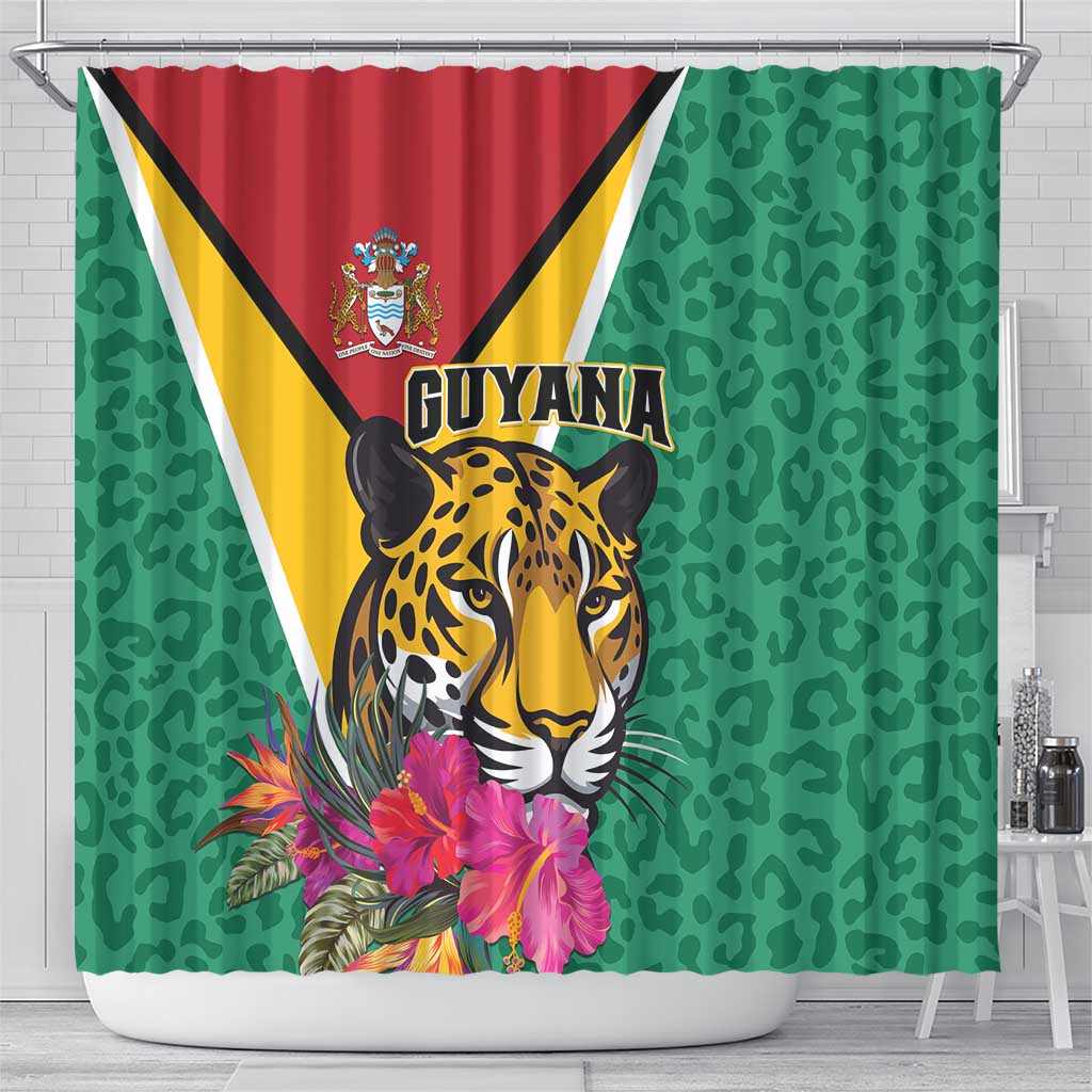 Guyana Shower Curtain Jaguar Tropical Flowers LT01