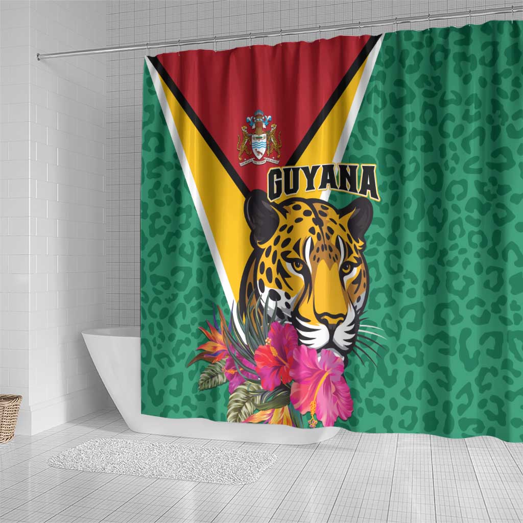 Guyana Shower Curtain Jaguar Tropical Flowers LT01