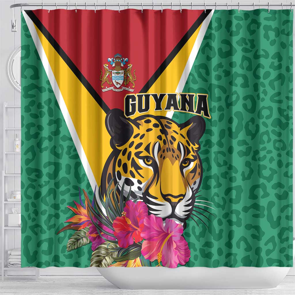 Guyana Shower Curtain Jaguar Tropical Flowers LT01
