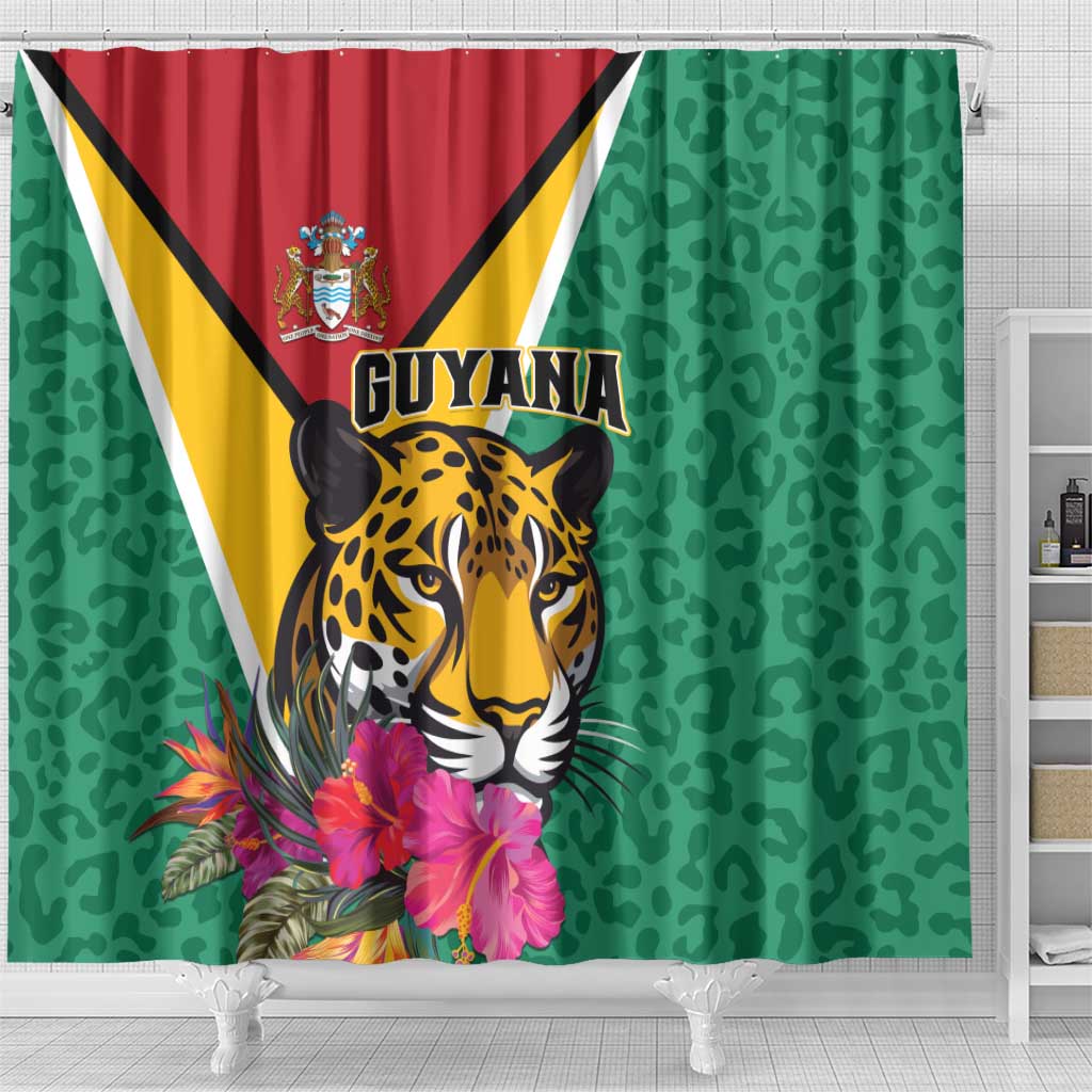 Guyana Shower Curtain Jaguar Tropical Flowers LT01