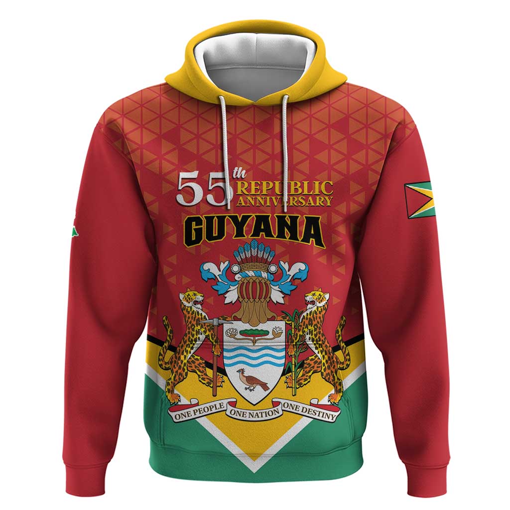 Personalized Guyana 55th Republic Anniversary Hoodie Flag Style LT01