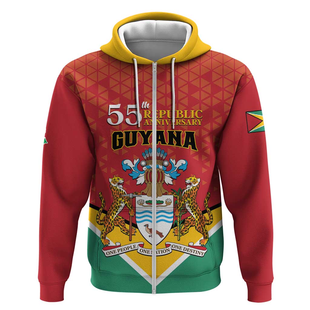 Personalized Guyana 55th Republic Anniversary Hoodie Flag Style LT01
