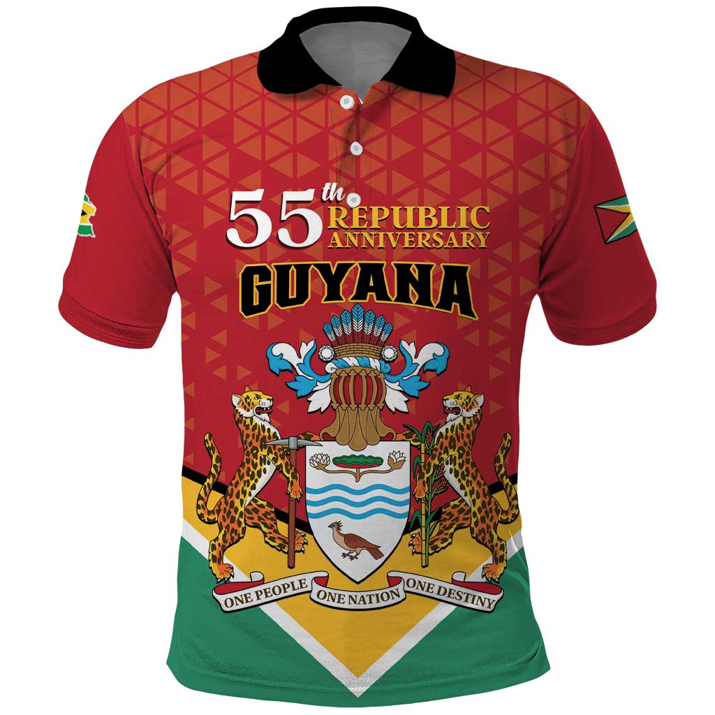 Personalized Guyana 55th Republic Anniversary Polo Shirt Flag Style LT01