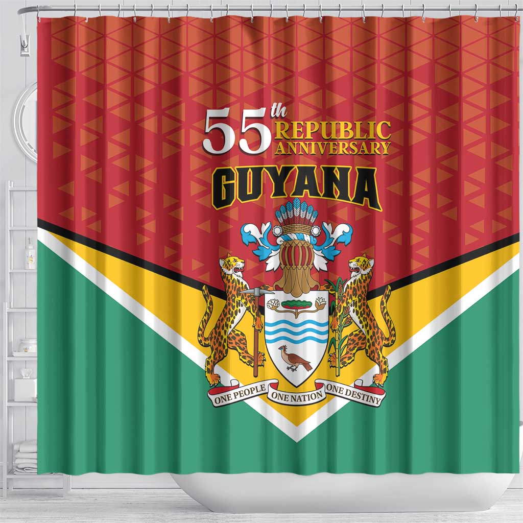 Guyana 55th Republic Anniversary Shower Curtain Flag Style LT01