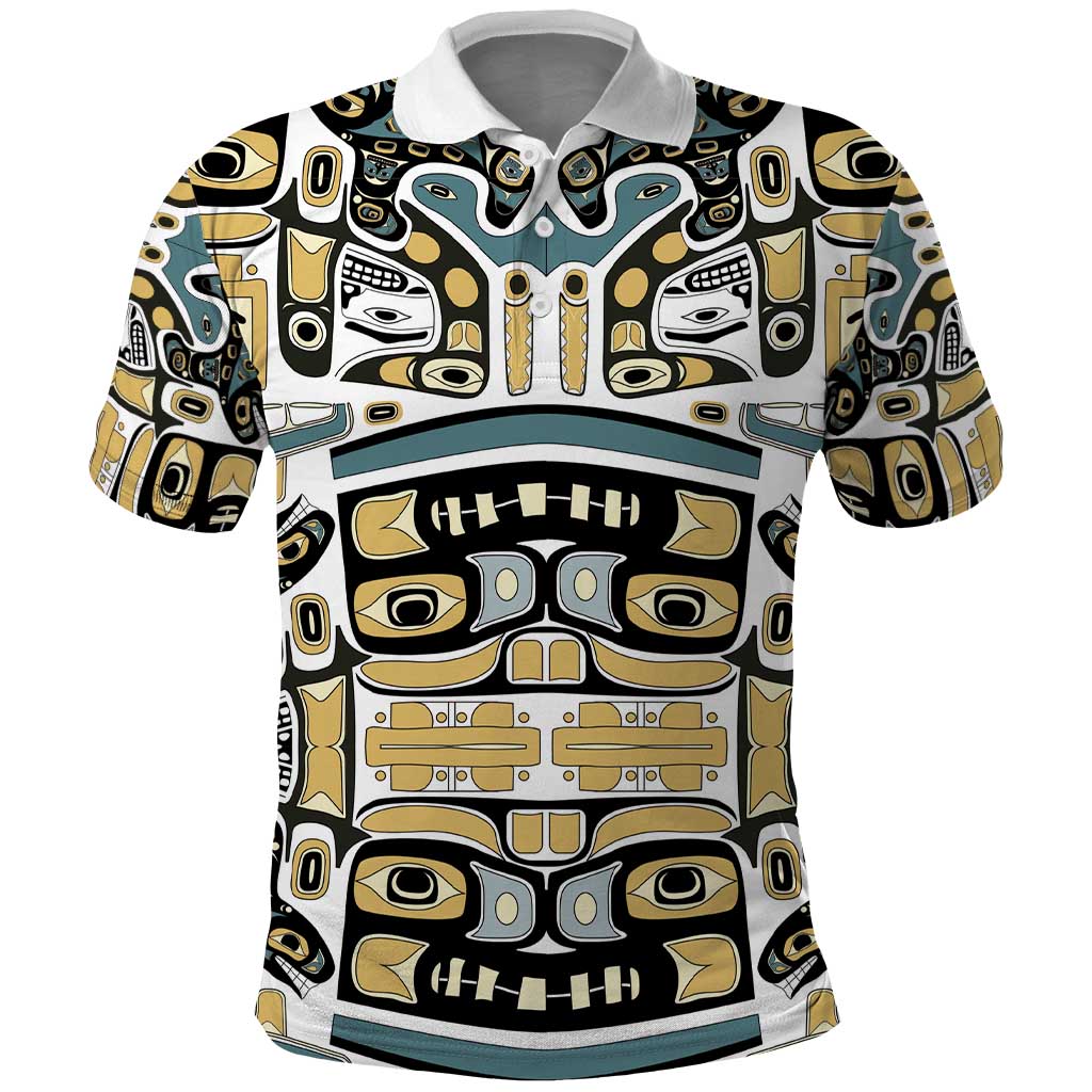 Canada Chilkat Pattern Polo Shirt Haida Spirit LT01