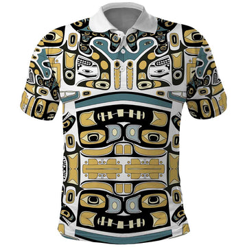 Canada Chilkat Pattern Polo Shirt Haida Spirit LT01