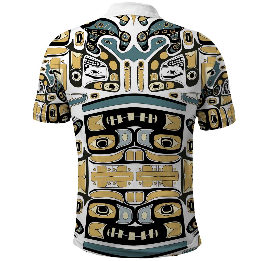 Canada Chilkat Pattern Polo Shirt Haida Spirit LT01