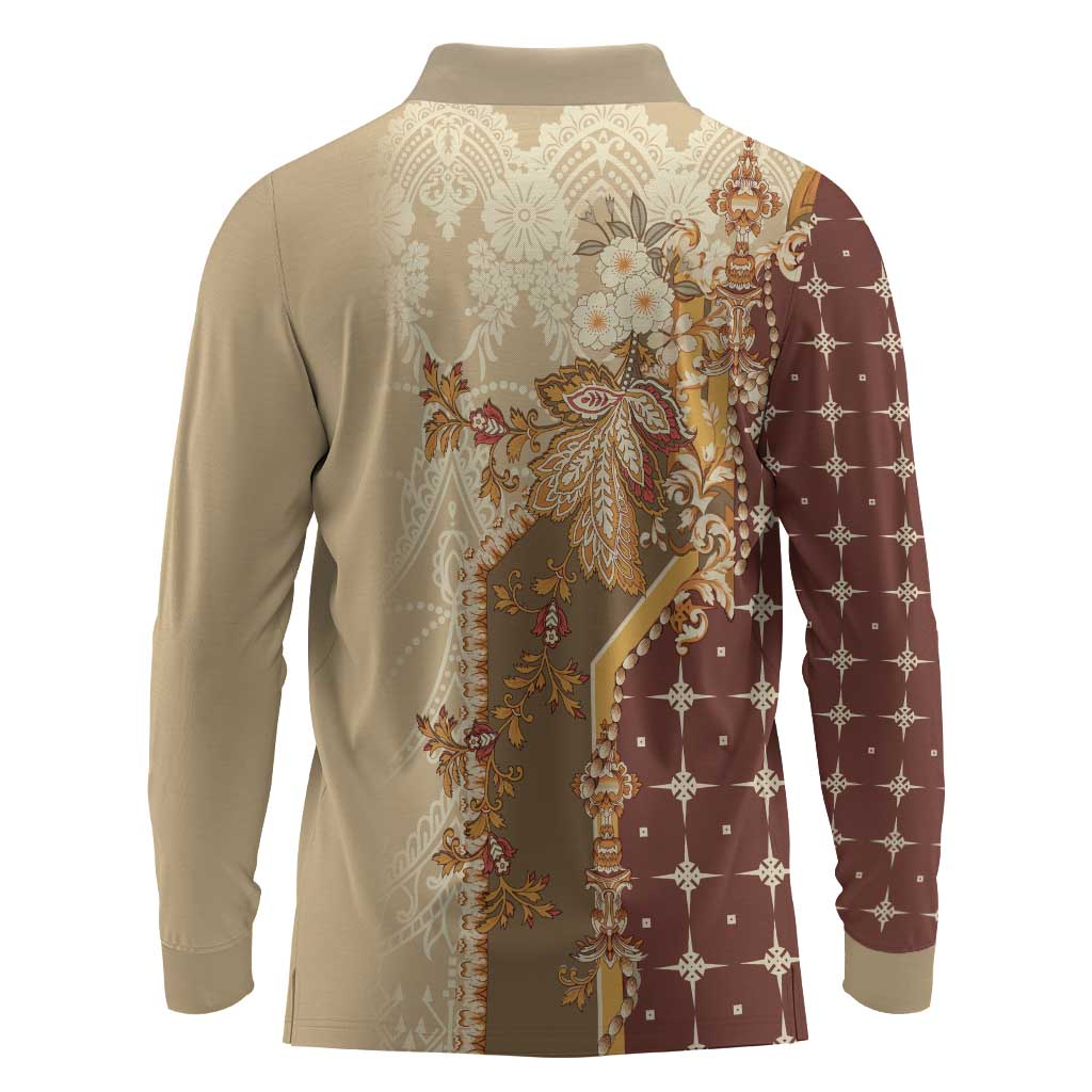 Mughal Empire Motif Unique Long Sleeve Polo Shirt LT01