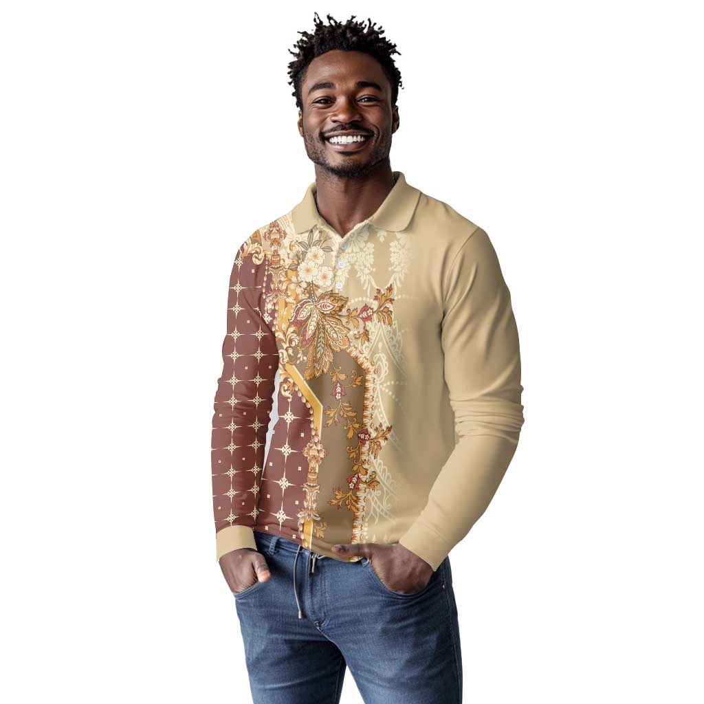 Mughal Empire Motif Unique Long Sleeve Polo Shirt LT01