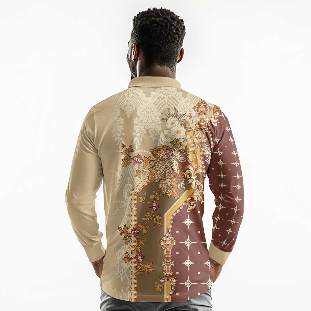Mughal Empire Motif Unique Long Sleeve Polo Shirt LT01