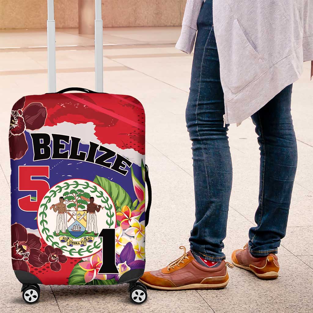 Belize 501 Tropical Black Orchid Luggage Cover Grunge Stylized LT01