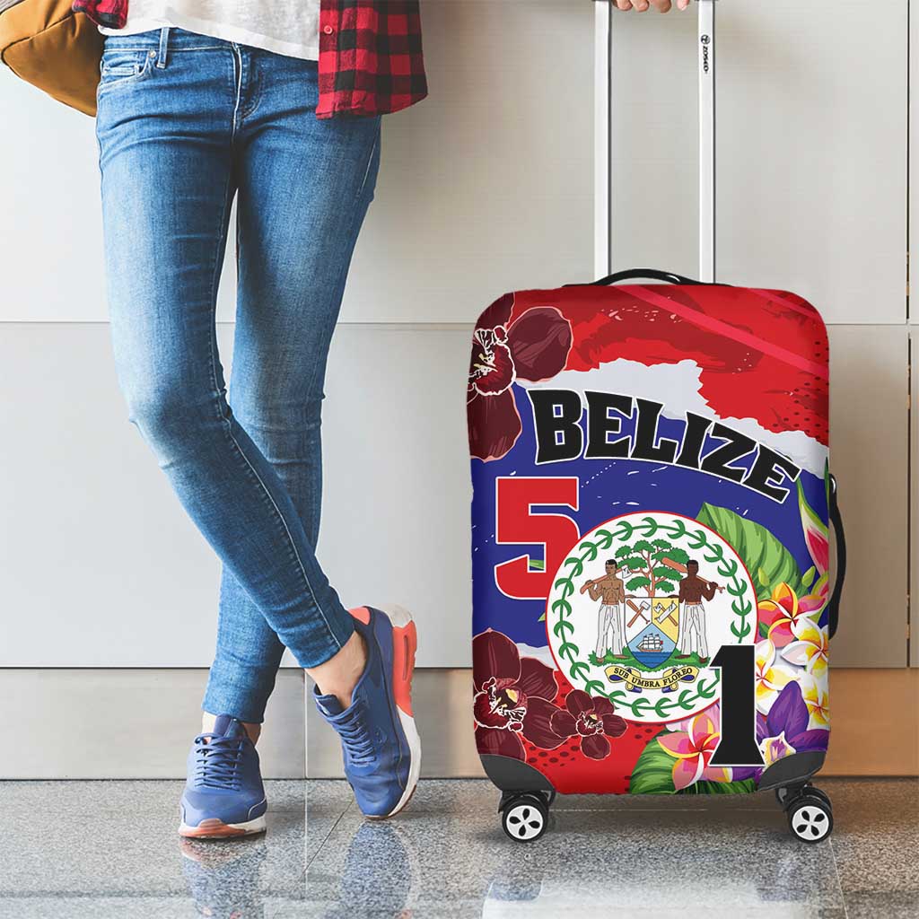 Belize 501 Tropical Black Orchid Luggage Cover Grunge Stylized LT01