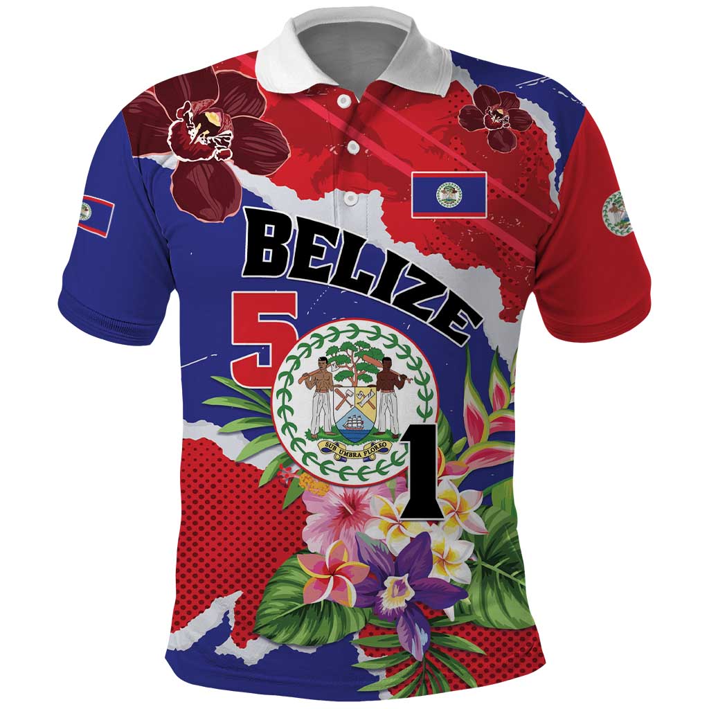 Personalised Belize 501 Tropical Black Orchid Polo Shirt Grunge Stylized LT01