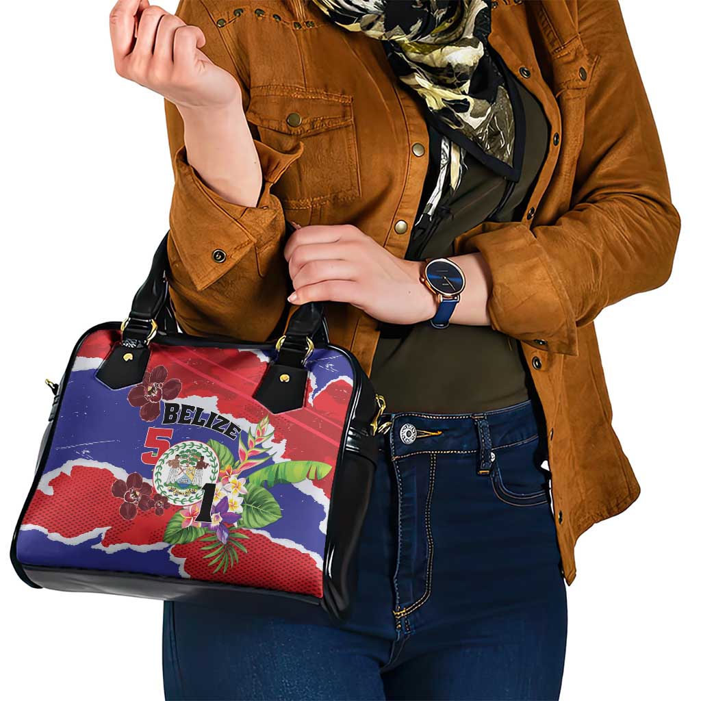 Belize 501 Tropical Black Orchid Shoulder Handbag Grunge Stylized LT01
