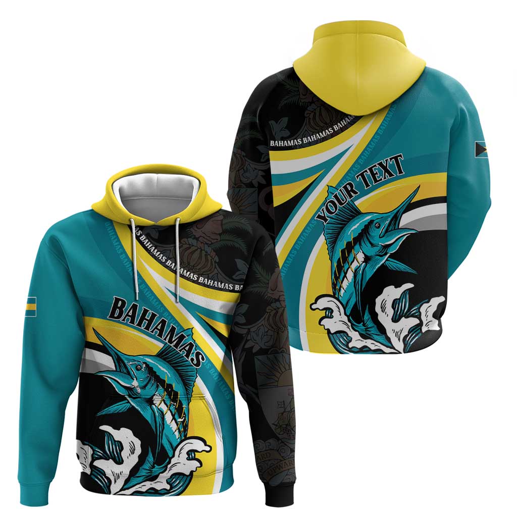 Personalised The Bahamas Blue Marlin Hoodie Bahamian Coat Of Arms LT01
