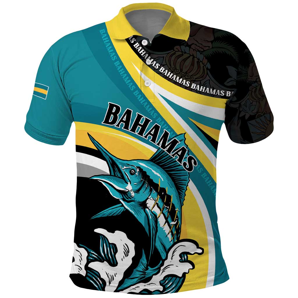 Personalised The Bahamas Blue Marlin Polo Shirt Bahamian Coat Of Arms LT01