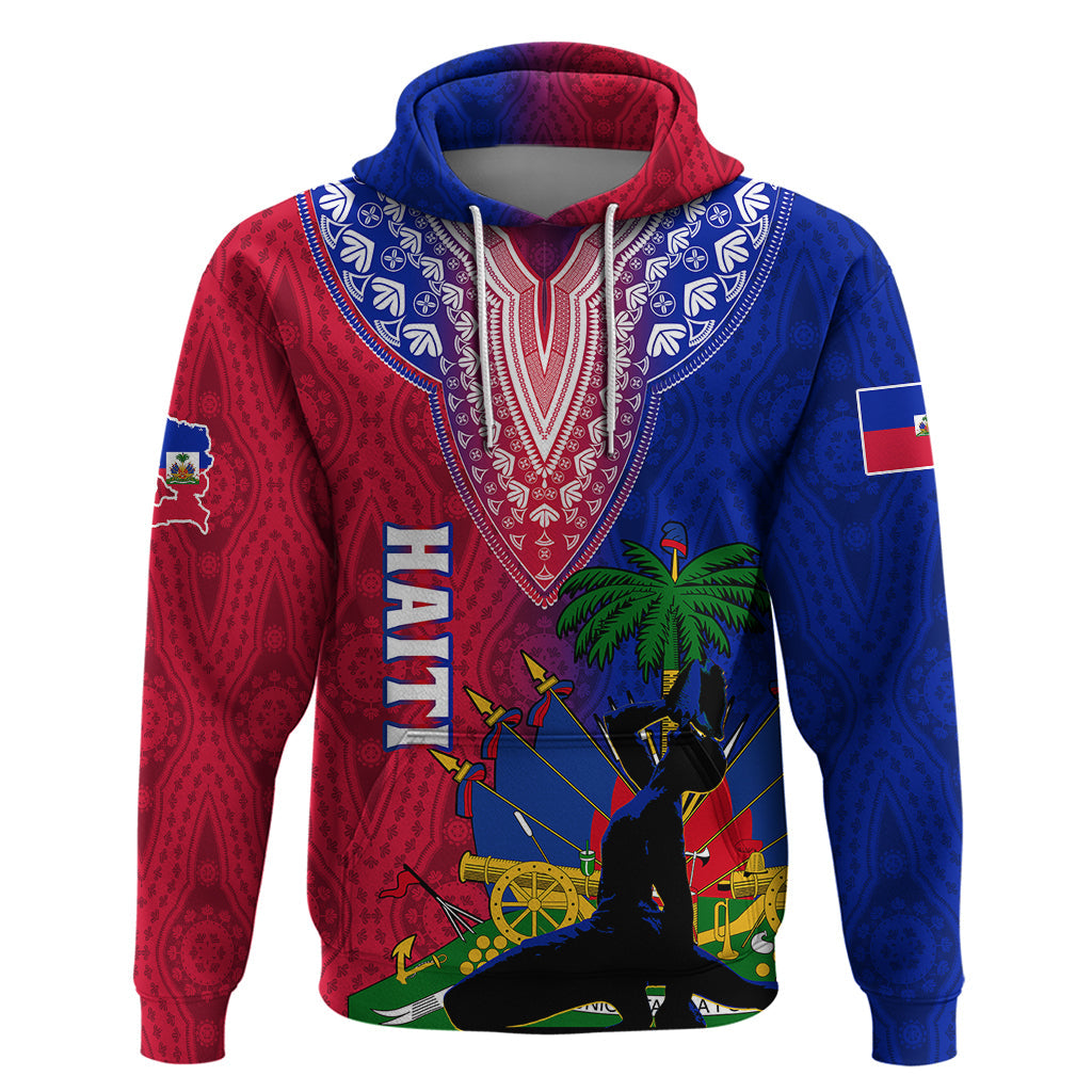 Personalised Haiti Hoodie Ayiti Neg Maron With Dashiki Royal LT01