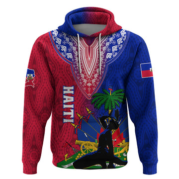 Personalised Haiti Hoodie Ayiti Neg Maron With Dashiki Royal LT01