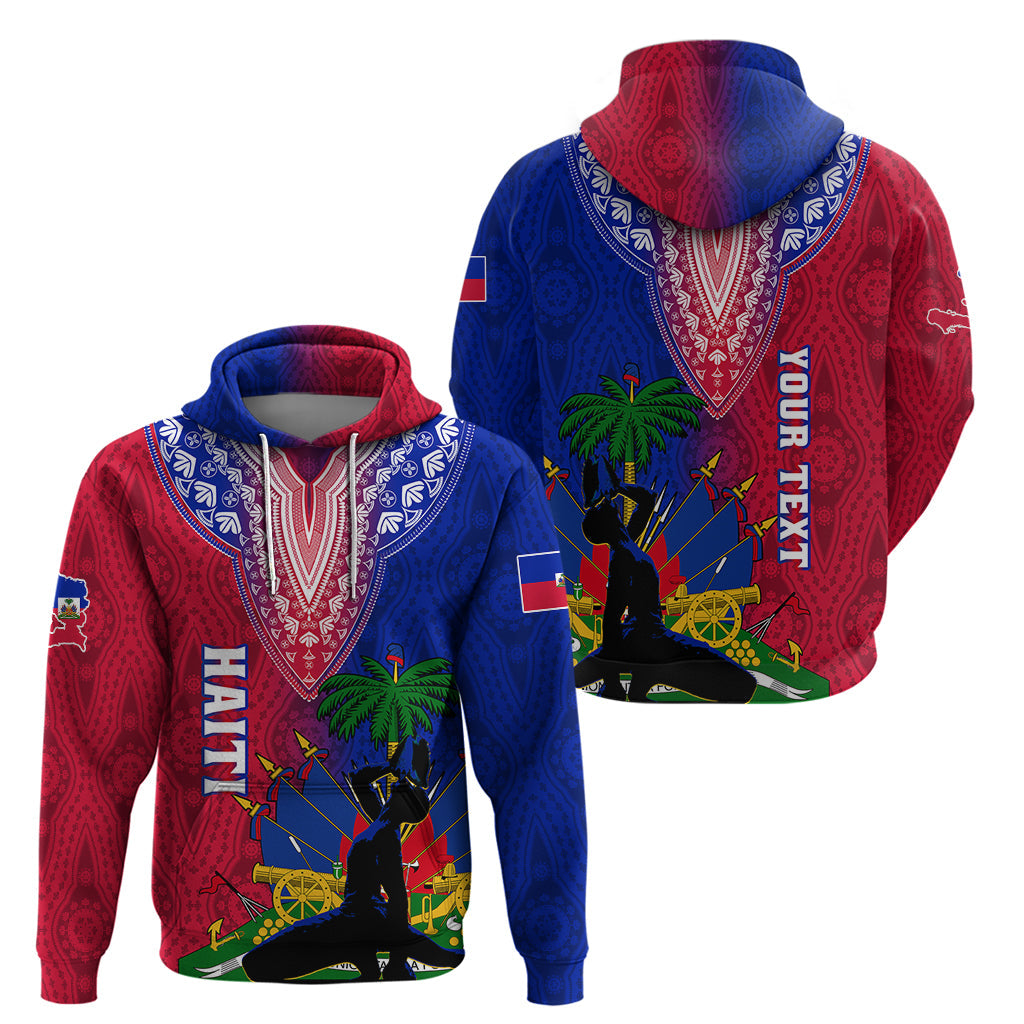 Personalised Haiti Hoodie Ayiti Neg Maron With Dashiki Royal LT01