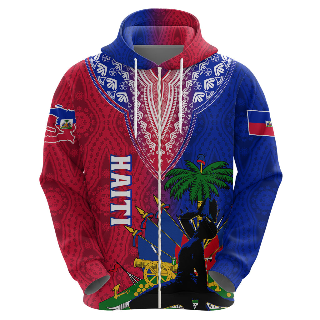 Personalised Haiti Hoodie Ayiti Neg Maron With Dashiki Royal LT01