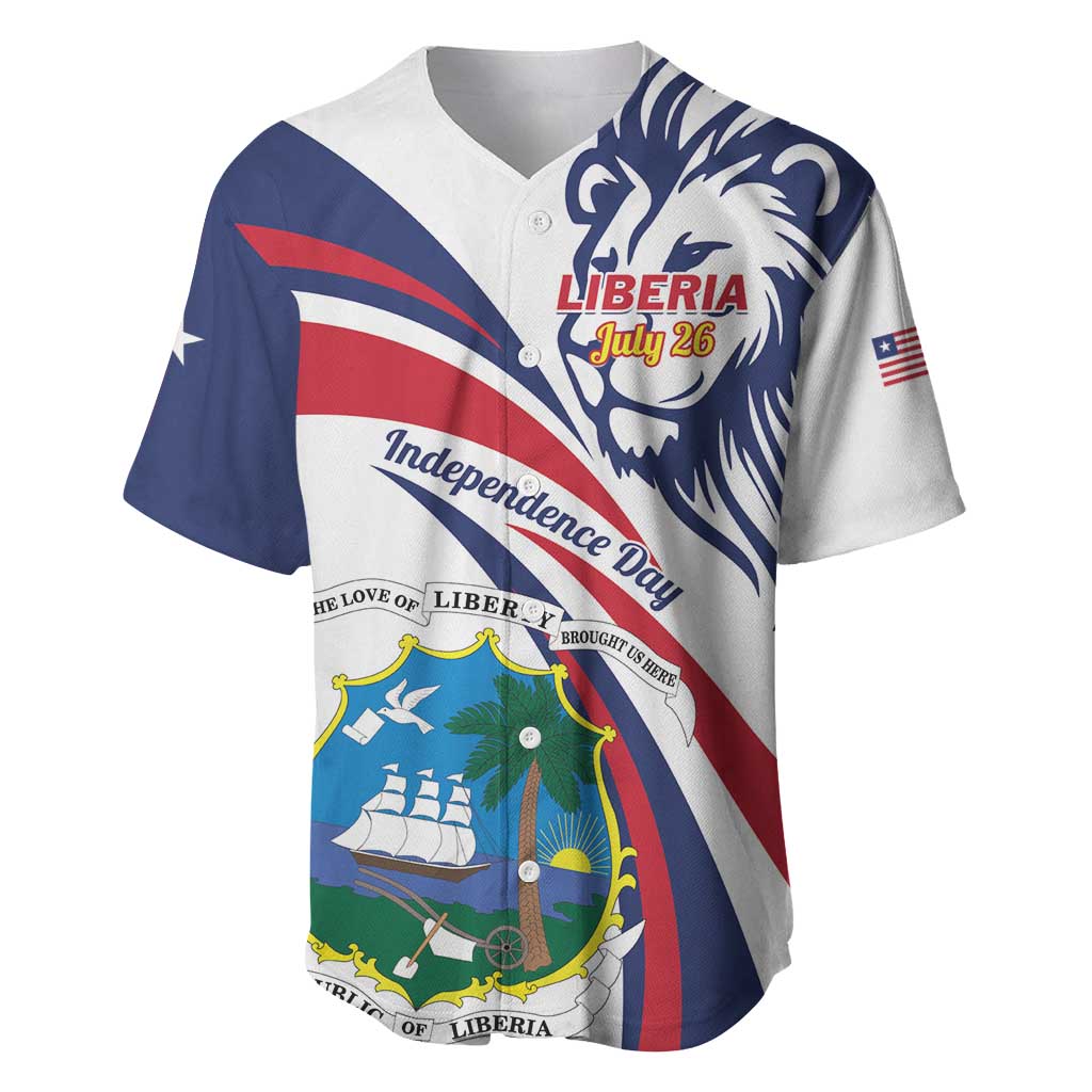 Liberia Independence Day Baseball Jersey July 26 Lion Coat of Arms LT01
