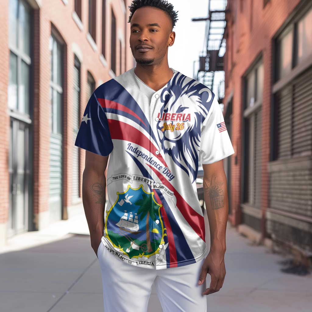 Liberia Independence Day Baseball Jersey July 26 Lion Coat of Arms LT01