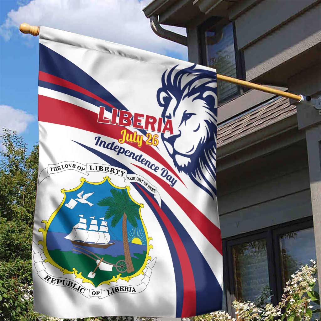 Liberia Independence Day Garden Flag July 26 Lion Coat of Arms LT01