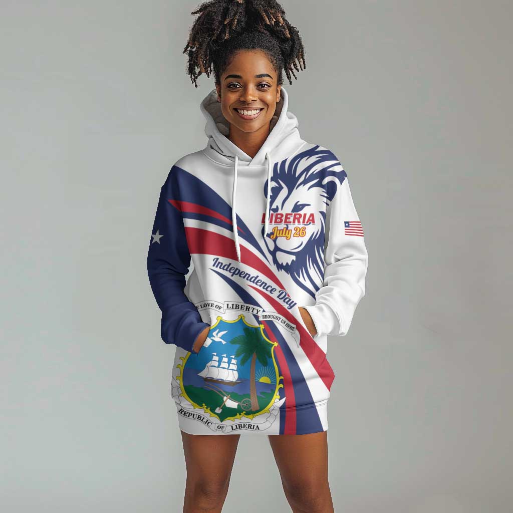 Liberia Independence Day Hoodie Dress July 26 Lion Coat of Arms LT01