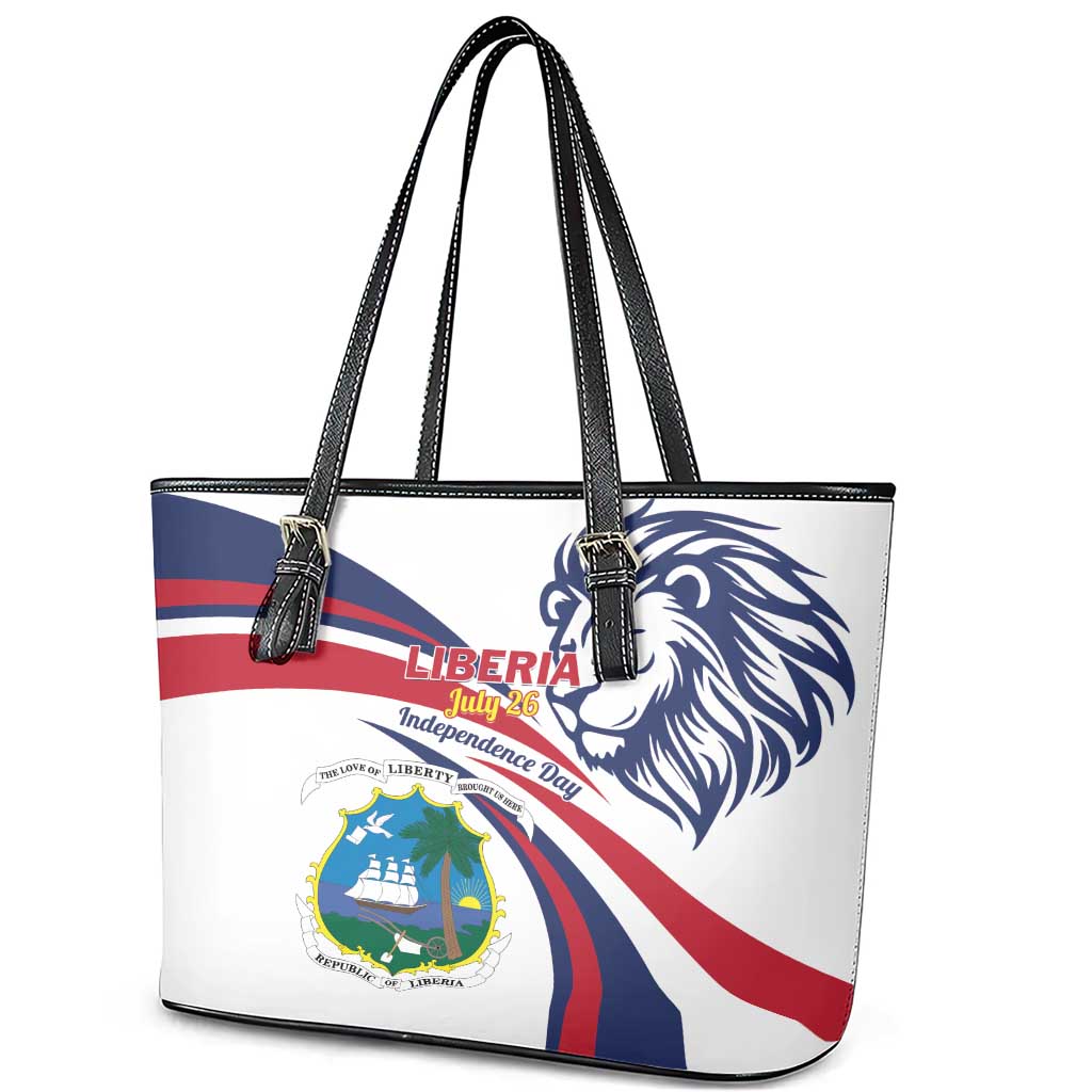 Liberia Independence Day Leather Tote Bag July 26 Lion Coat of Arms LT01