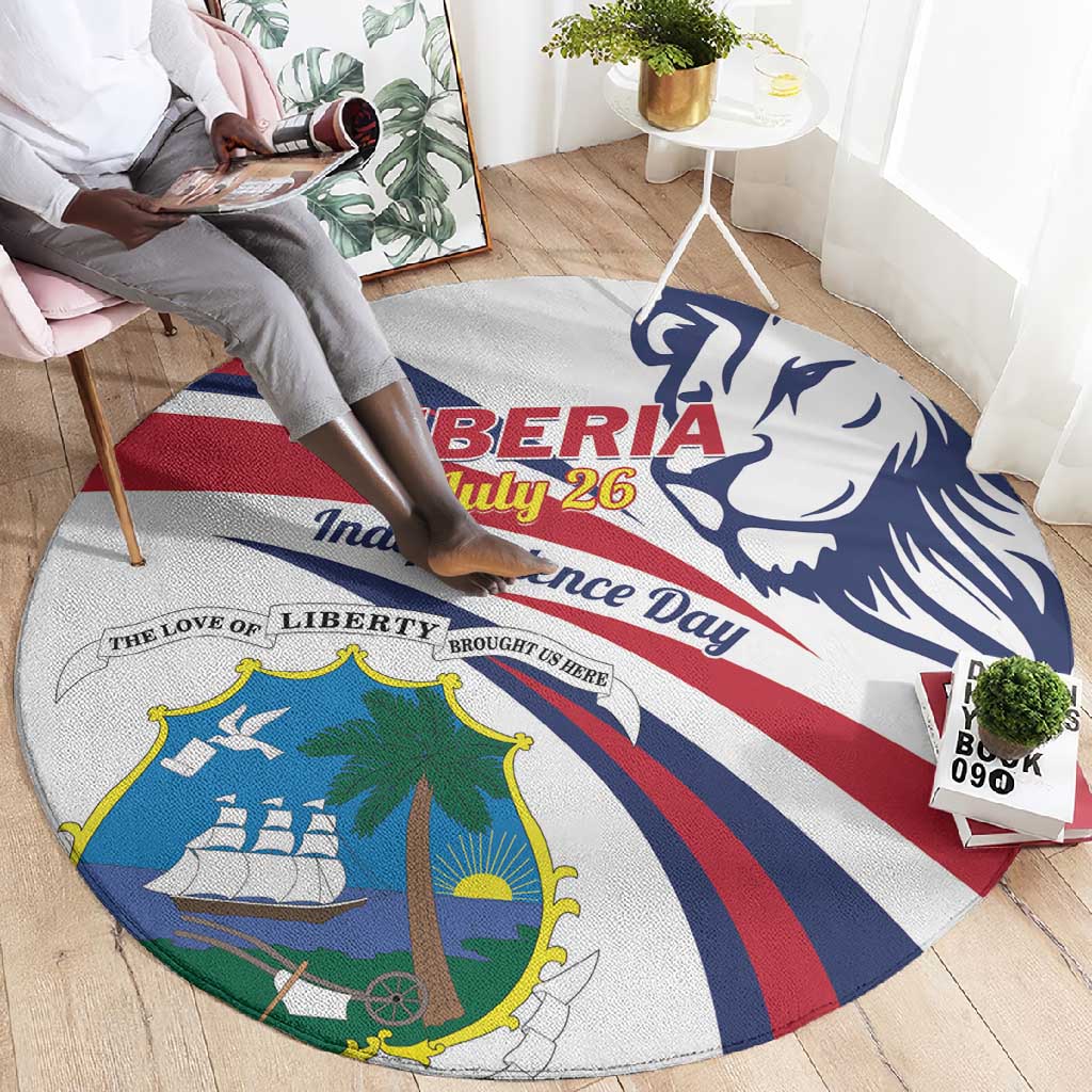 Liberia Independence Day Round Carpet July 26 Lion Coat of Arms LT01