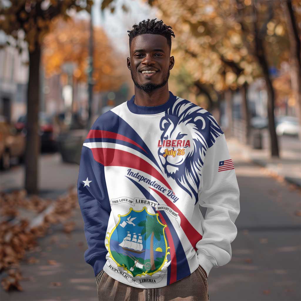 Liberia Independence Day Sweatshirt July 26 Lion Coat of Arms LT01