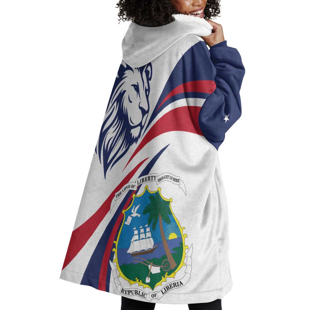 Liberia Independence Day Wearable Blanket Hoodie July 26 Lion Coat of Arms LT01