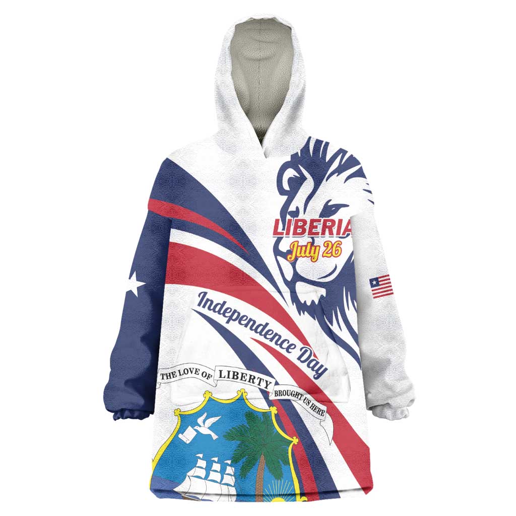 Liberia Independence Day Wearable Blanket Hoodie July 26 Lion Coat of Arms LT01