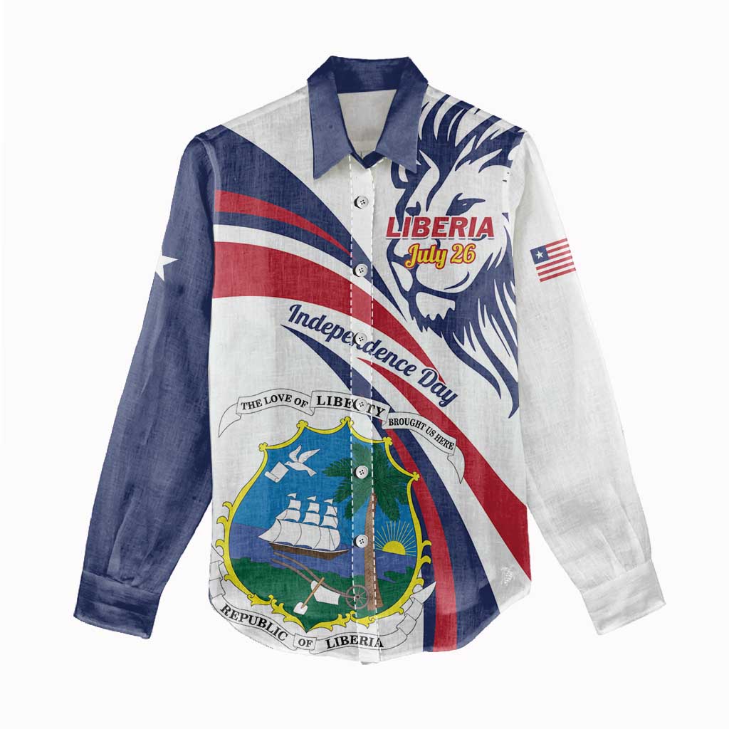 Liberia Independence Day Women Casual Shirt July 26 Lion Coat of Arms LT01